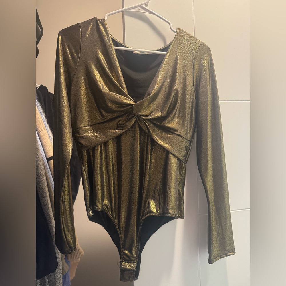 Altar'd State Gold Shimmer Bodysuit